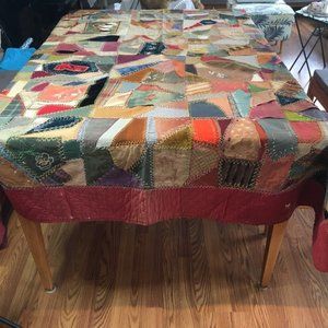 Antique Hand-stitched Crazy Quilt from 1887